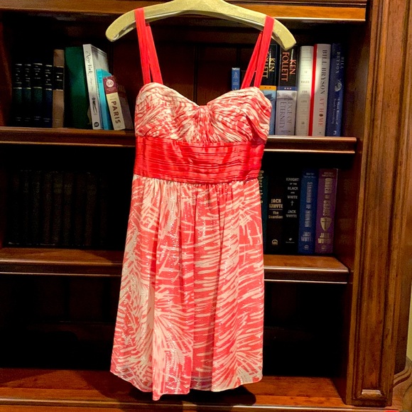 BCBGMaxAzria Dresses & Skirts - BCBG Maxazria Sliver threaded Gathered Dress Sz 4